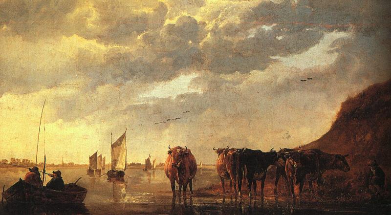 CUYP, Aelbert Herdsman with Cows by a River dfg